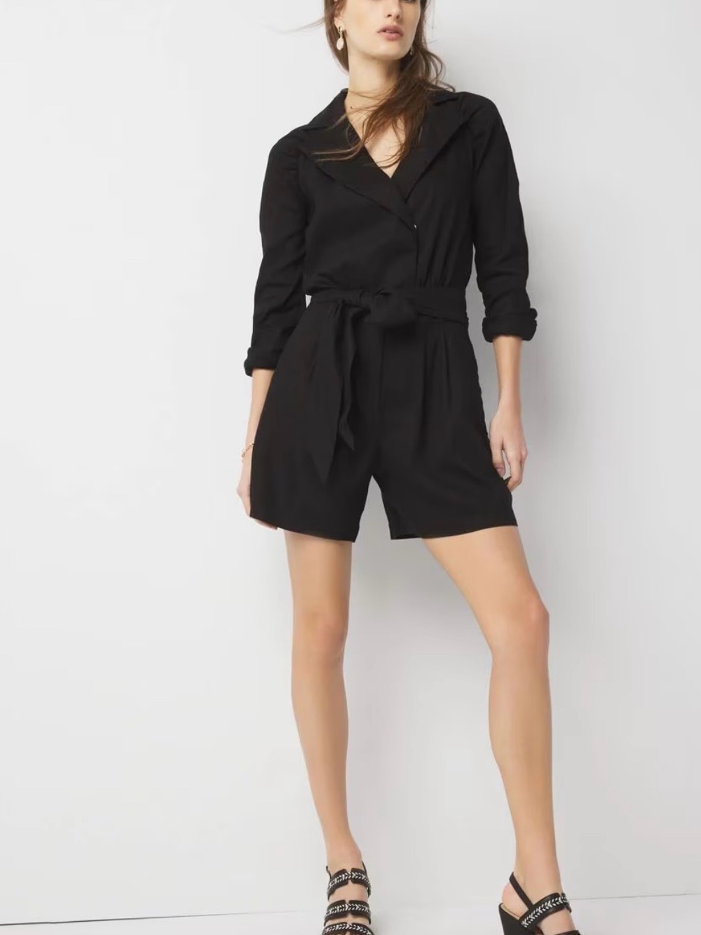 White House Black Market Linen-Blend Romper size 6